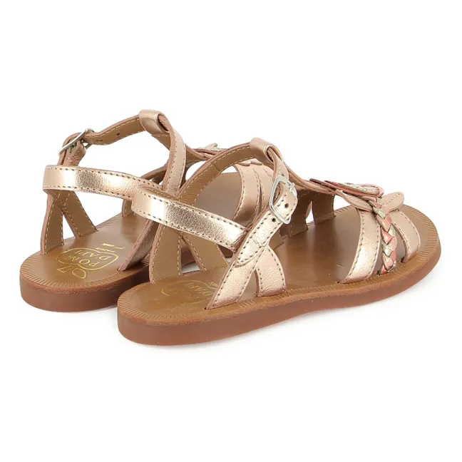 Sandalias Plagette Alto Metallic | Cobre