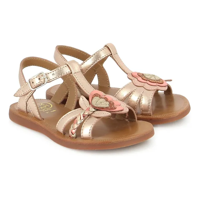 Sandalias Plagette Alto Metallic | Cobre