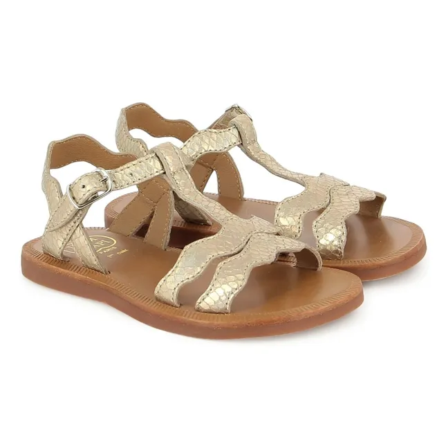Sandalias Plagette Frizz Glitter | Dorado