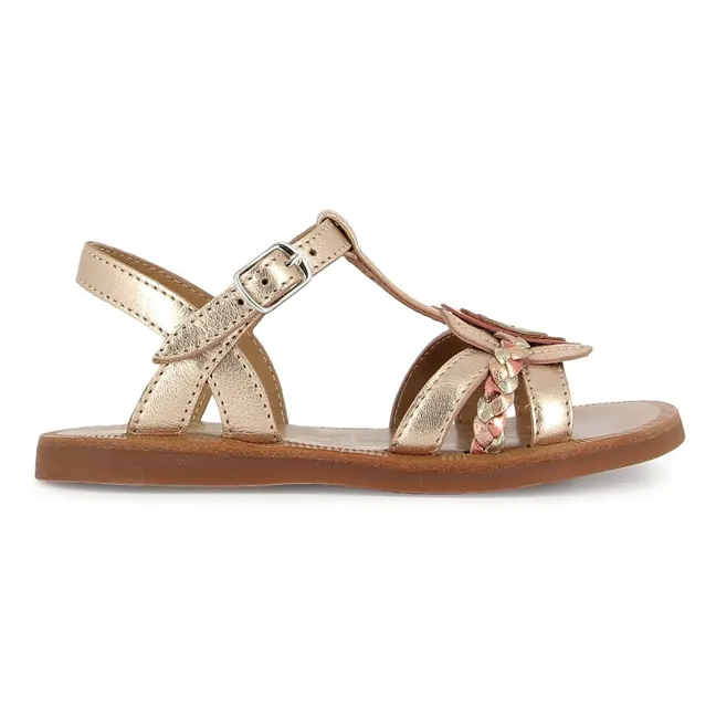 Sandalias Plagette Alto Metallic | Cobre