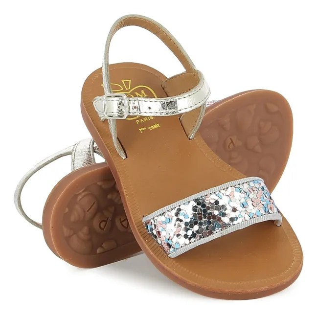 Sandalias de lentejuelas con hebilla Plagette | Plateado