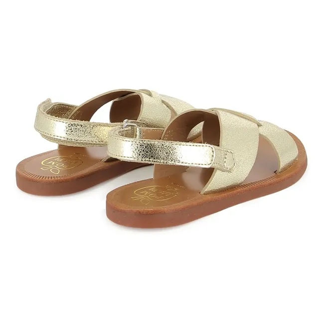 Sandales Métallisées Plagette Cross | Gold