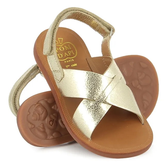 Sandales Métallisées Plagette Cross | Gold