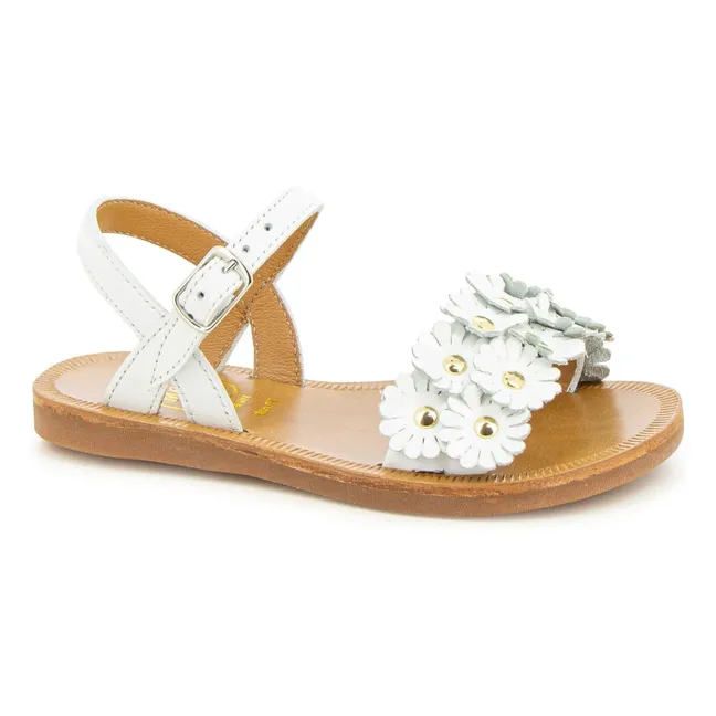 Plagette Multi Flo sandals | White satin
