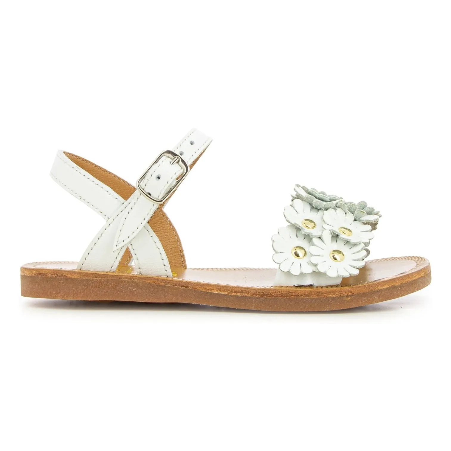 Pom D'api White Satin Plagette Multi Flo Sandals