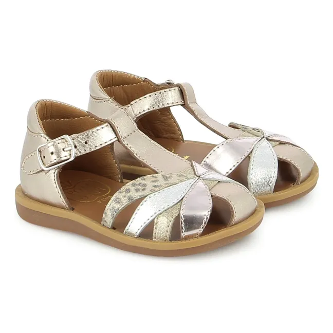 Poppy Oto Metallic Sandals | Dusty Pink