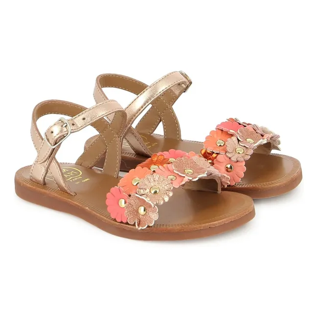 Plagette Multi Flo sandals | Copper red