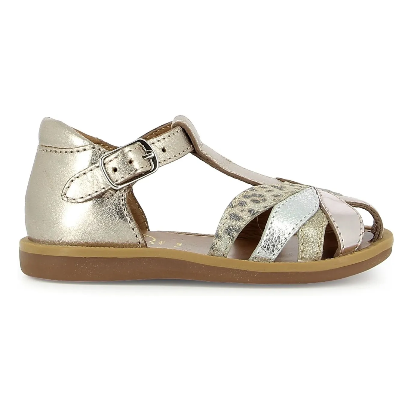 Pom D'api Dusty Pink Poppy Oto Metallic Sandals