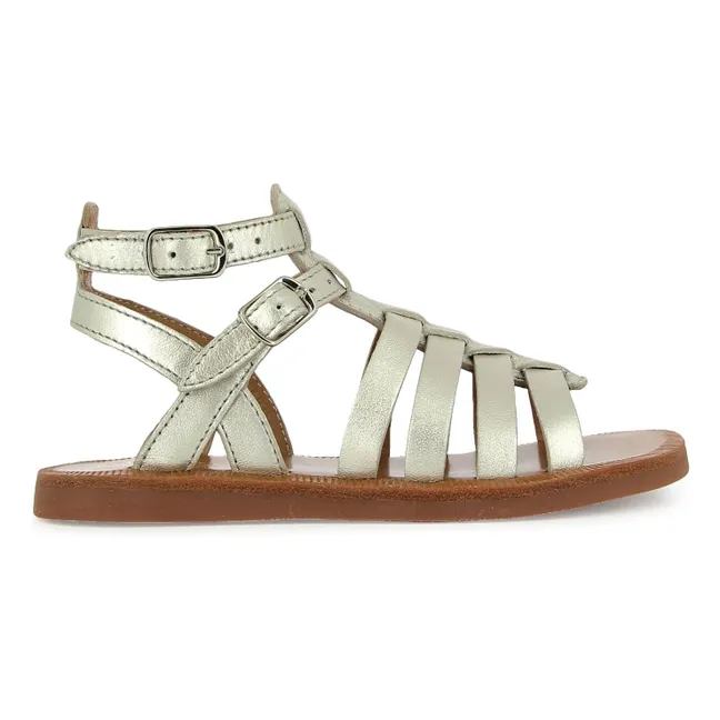 Plagette Gladiator Sandalen | Silber