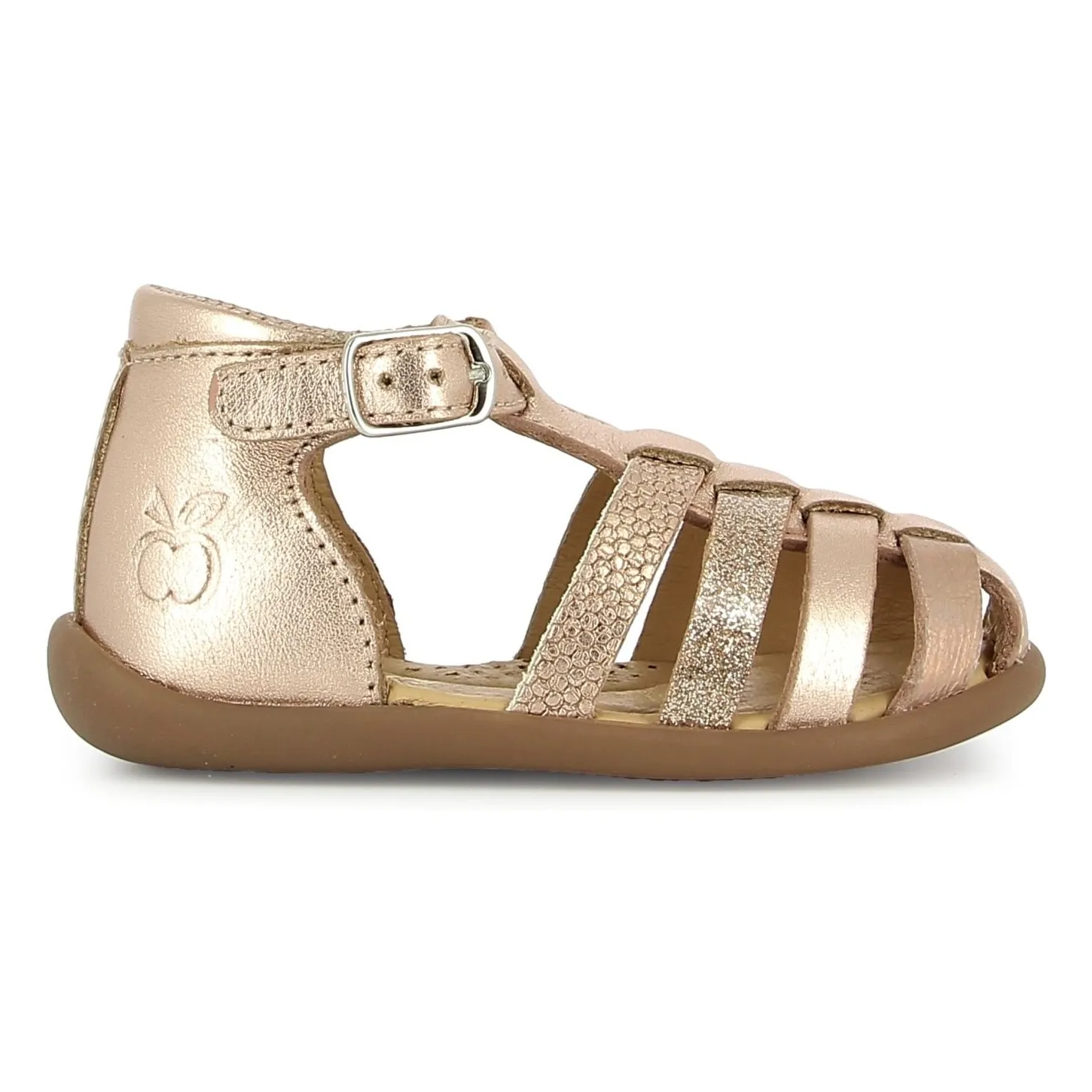 Pom D'api Pink Gold Stand Up Strap Metallic Sandals