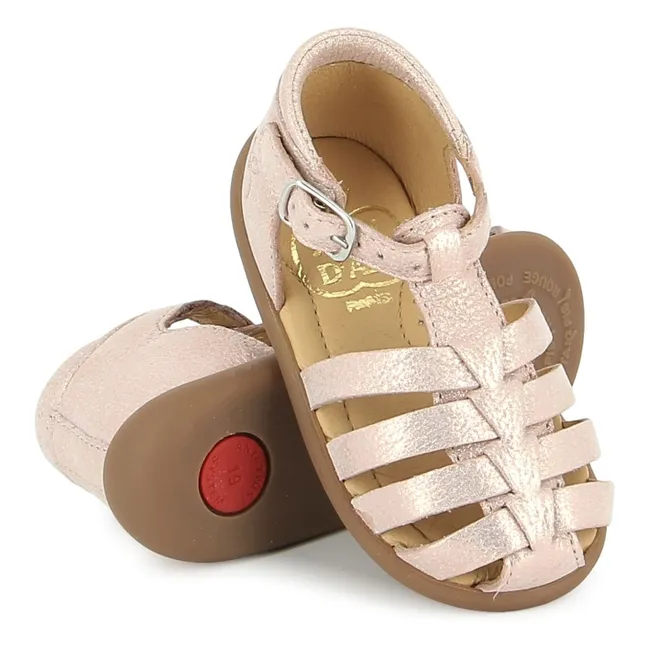 Sandales Métallisées Stand Up Strap | Rose poudré