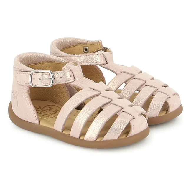 Metallic-Sandalen Stand Up Strap | Puderrosa