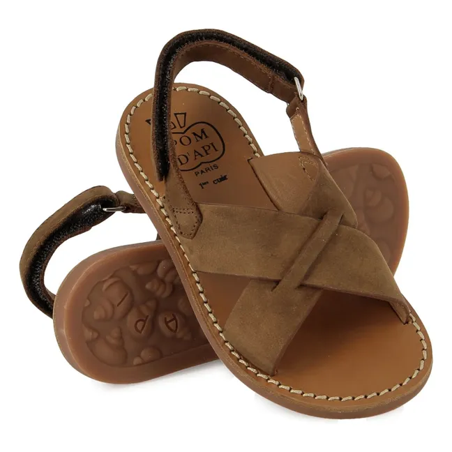 Sandalias de playa-Stitch Cross | Marrón