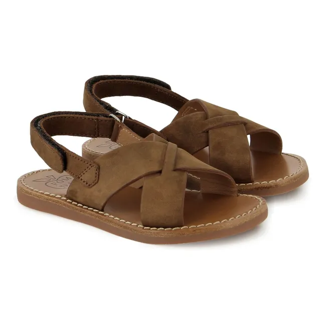 Sandales Plage-Stitch Cross | Marron