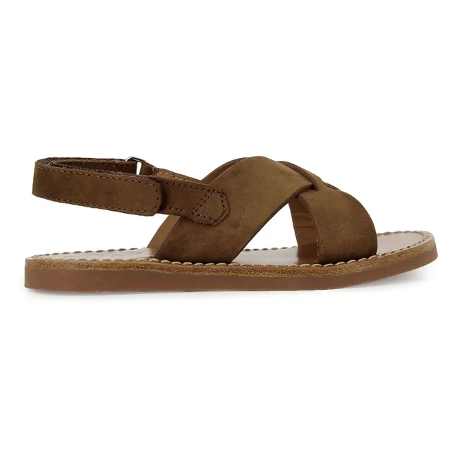 Sandales Plage-Stitch Cross | Marron