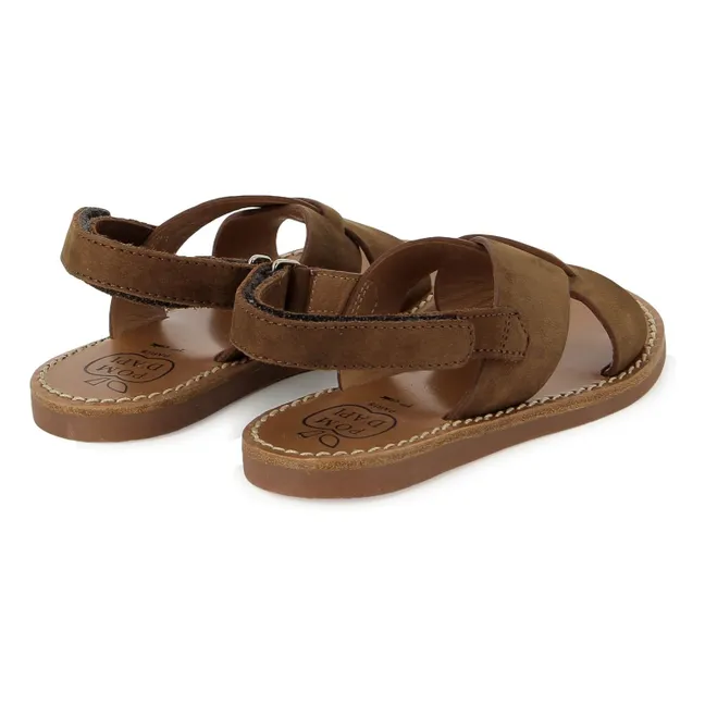 Sandalias de playa-Stitch Cross | Marrón