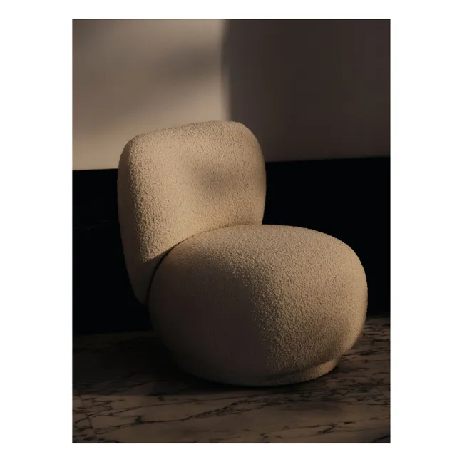 Sillón Rico Piccolo de tela rizada  | Crema