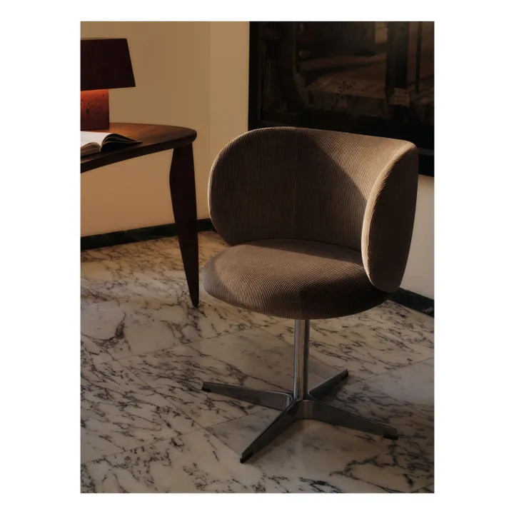 Chaise de bureau en velours Rico | Gris- Image produit n°1