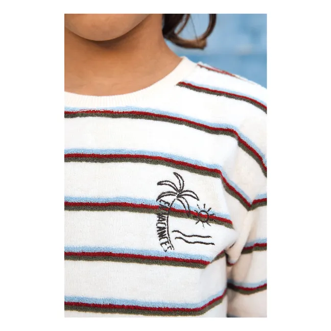 Camiseta de rizo a rayas Livo | Blanco