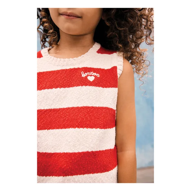Débardeur Maille Next Rayé | Rouge vermillon