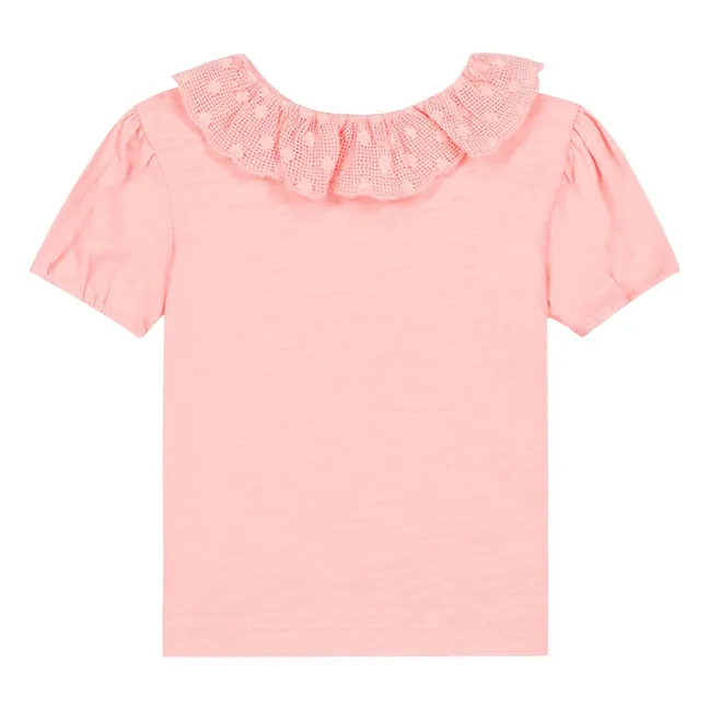 T-shirt Col Brodé Niris Bébé | Rose poudré