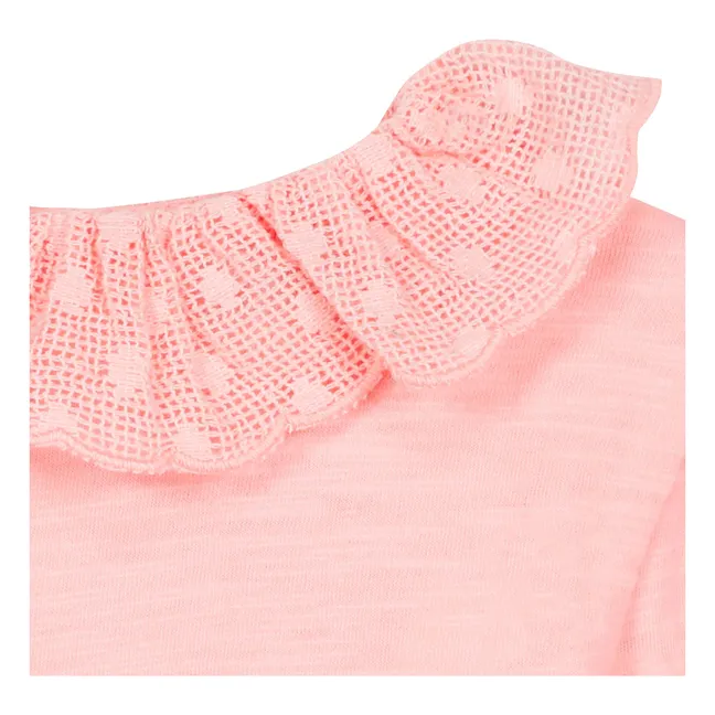 T-shirt Col Brodé Niris Bébé | Rose poudré