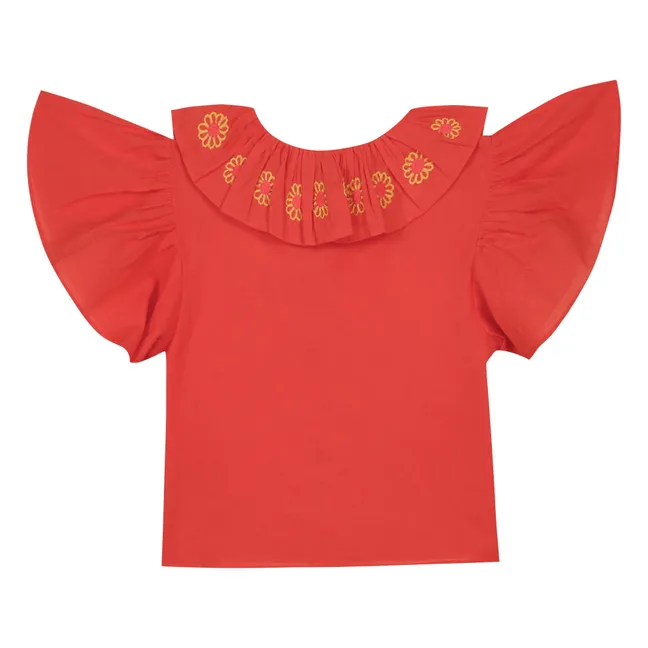 Blusa Nancy Cuello Bordado | Coral