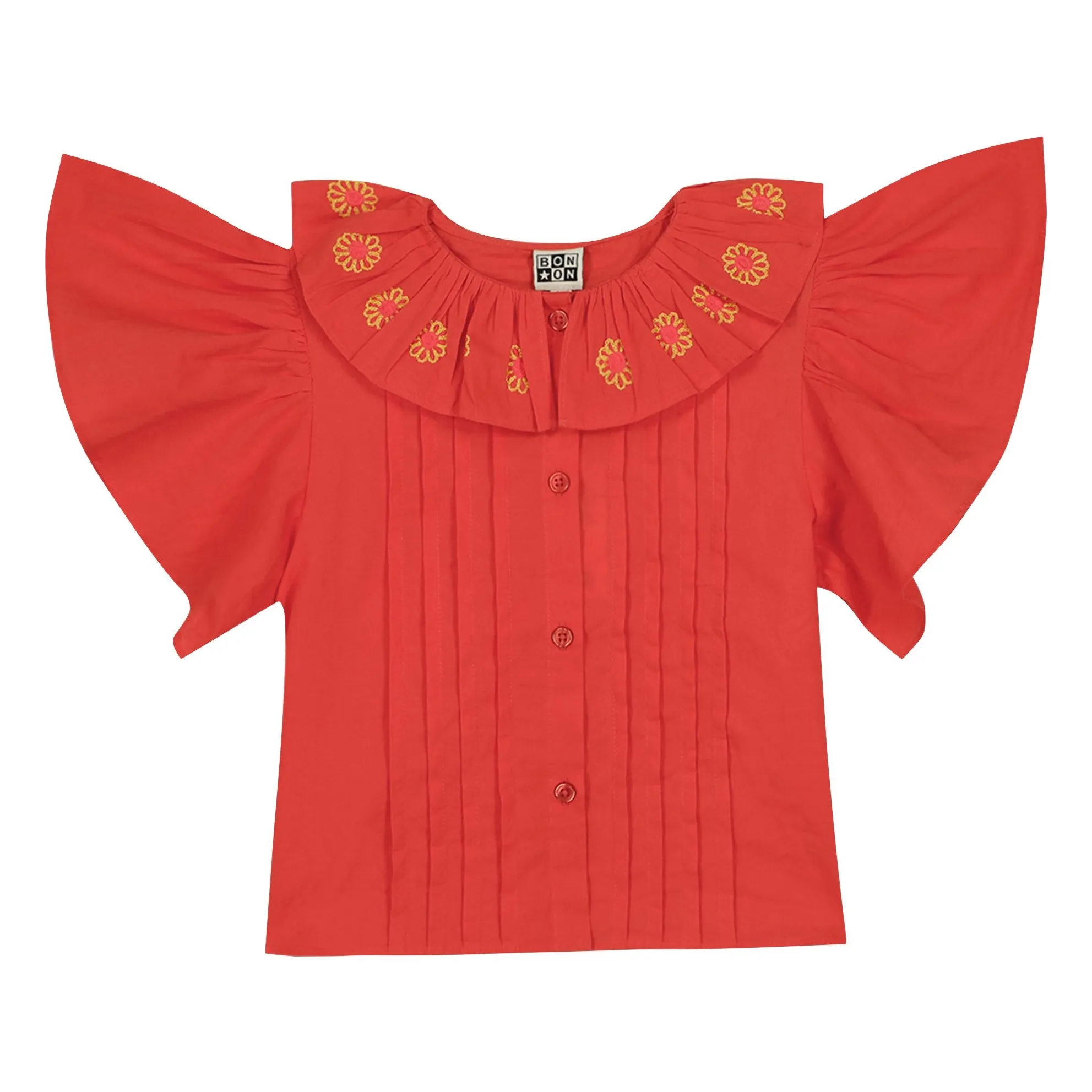 Bonton Coral Nancy Embroidered Collar Blouse