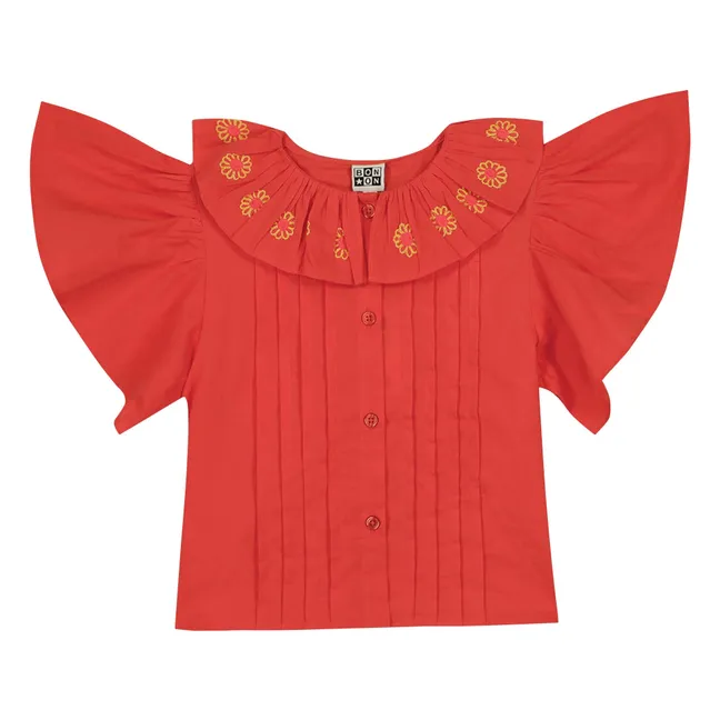 Blouse Col Brodé Nancy | Rose fuschia
