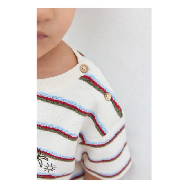 Camiseta de rizo a rayas Livo Viva | Blanco