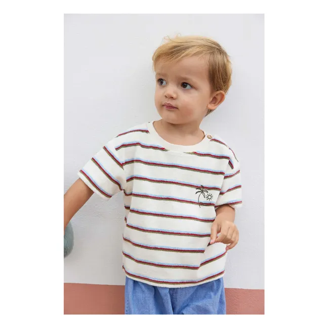 Camiseta de rizo a rayas Livo Viva | Blanco