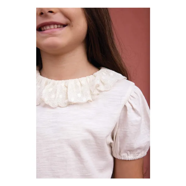 T-shirt Col Brodé Niris | Ecru