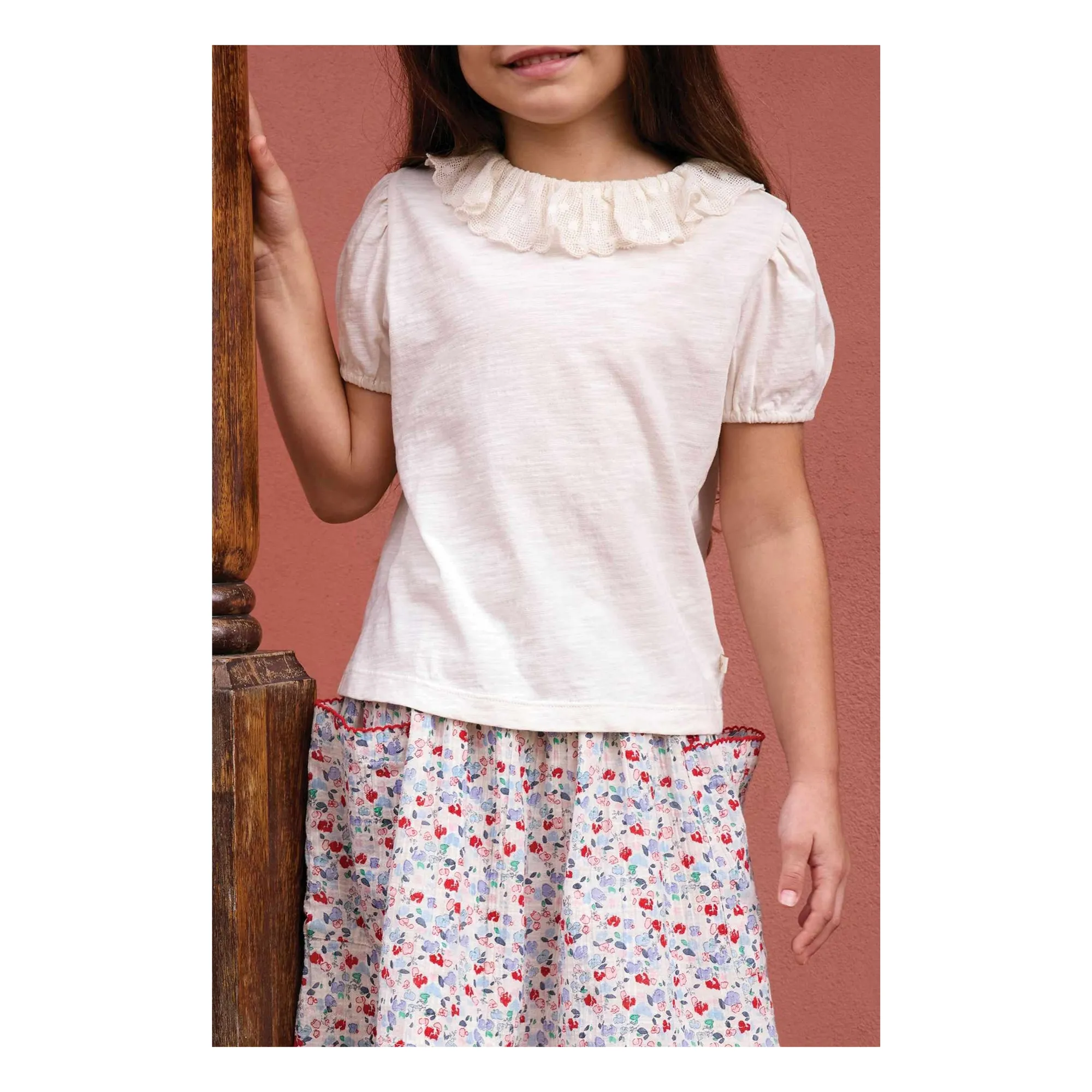 T-shirt Col Brodé Niris | Ecru- Image produit n°2