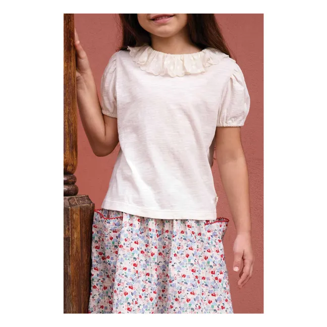 Camiseta con cuello bordado Niris | Crudo