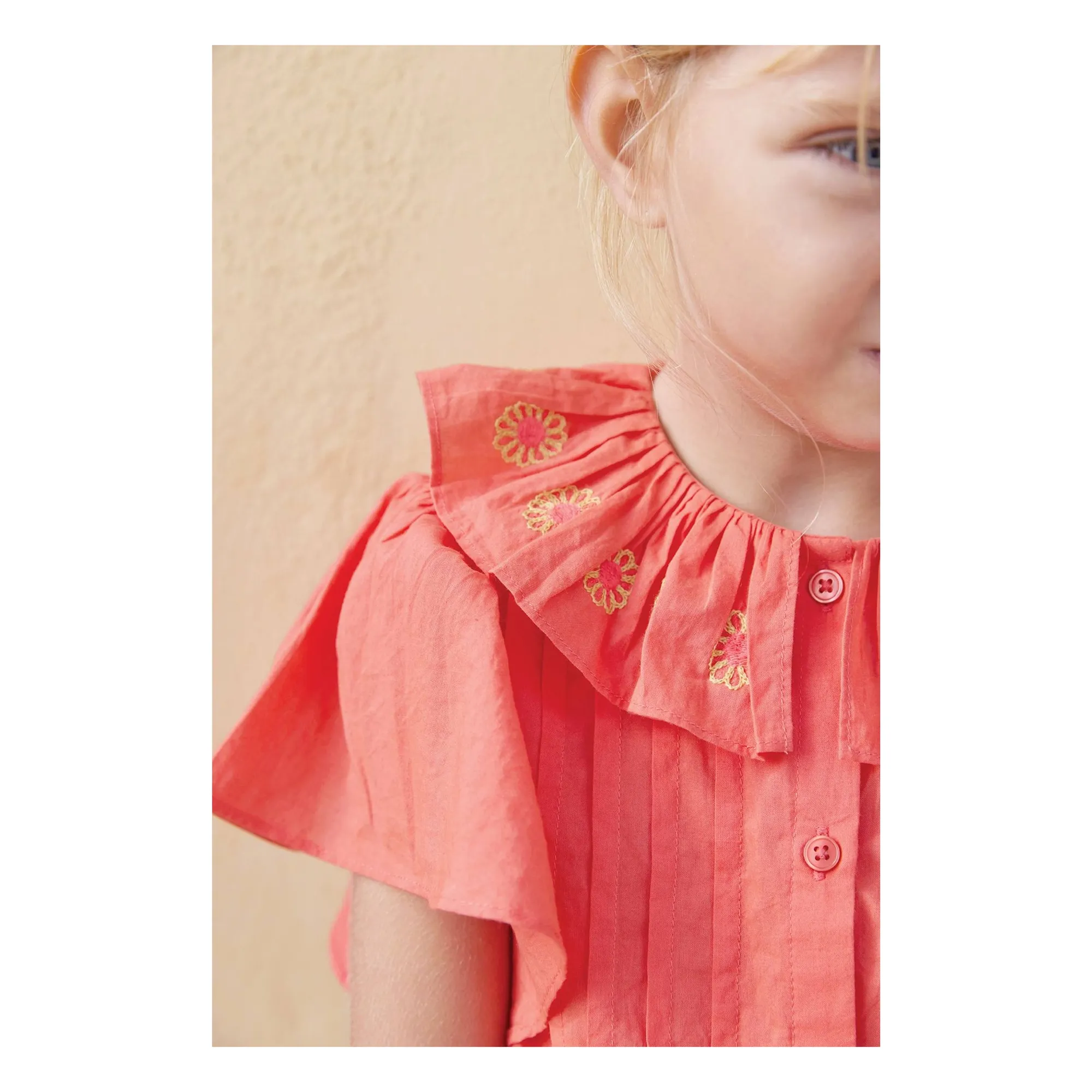 Blouse Col Brodé Nancy | Corail- Image produit n°1