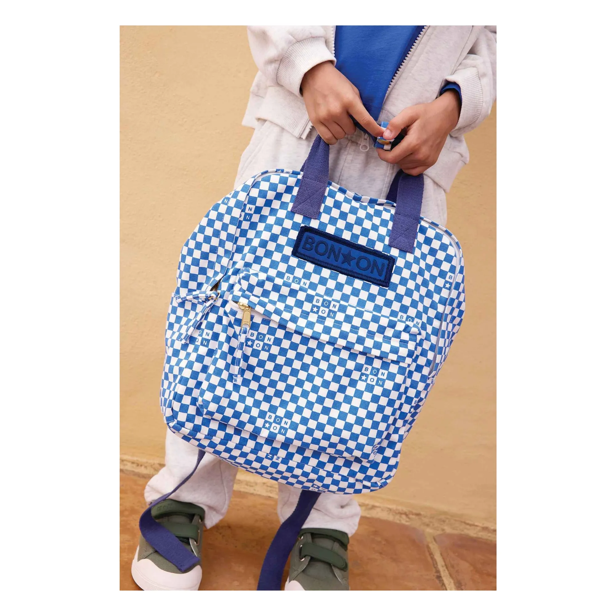 Bonton Indigo Blue Mm Carreaux Backpack