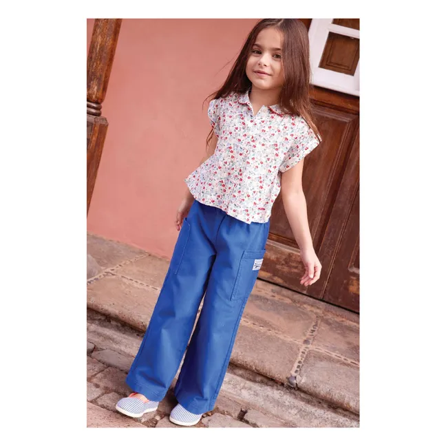 Camisa Lorelei Floral con cuello Claudine | Blanco