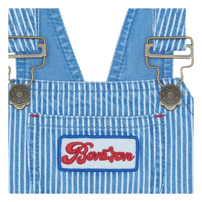 Nice Striped Denim Dungarees | Blue