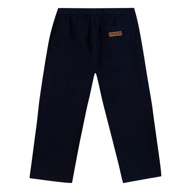 Pantalón de gasa de algodón Batcha | Azul Noche
