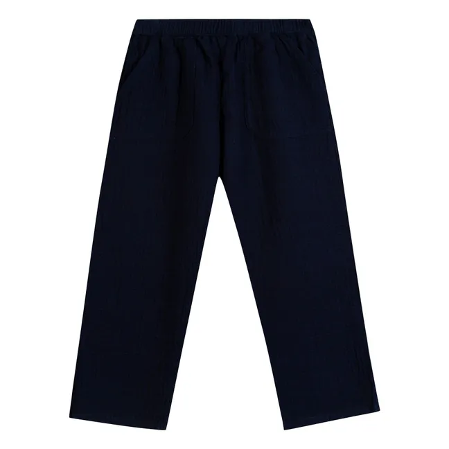 Pantaloni in garza di cotone Batcha | Blu notte