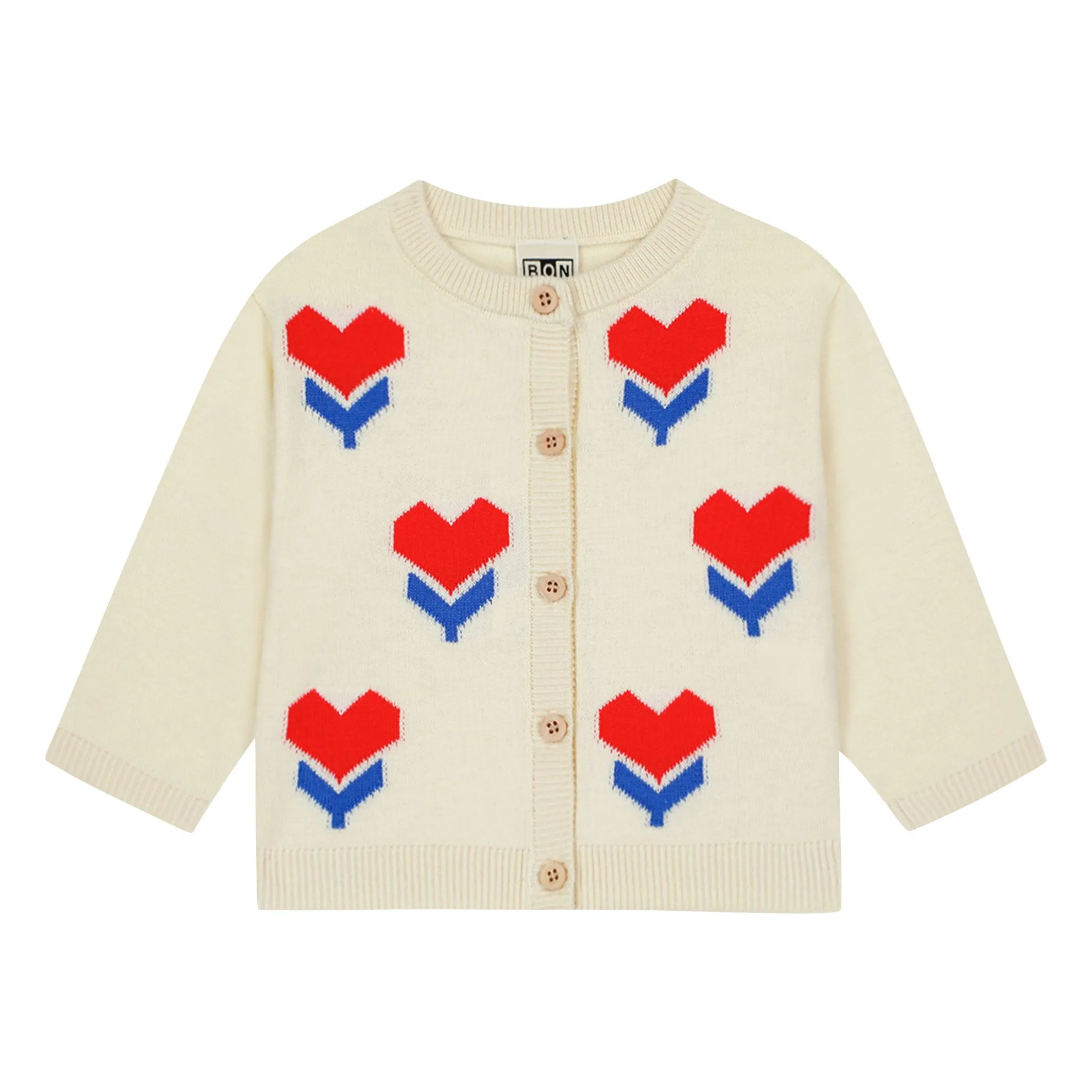 Bonton Ecru Cardigan Nina Cœurs