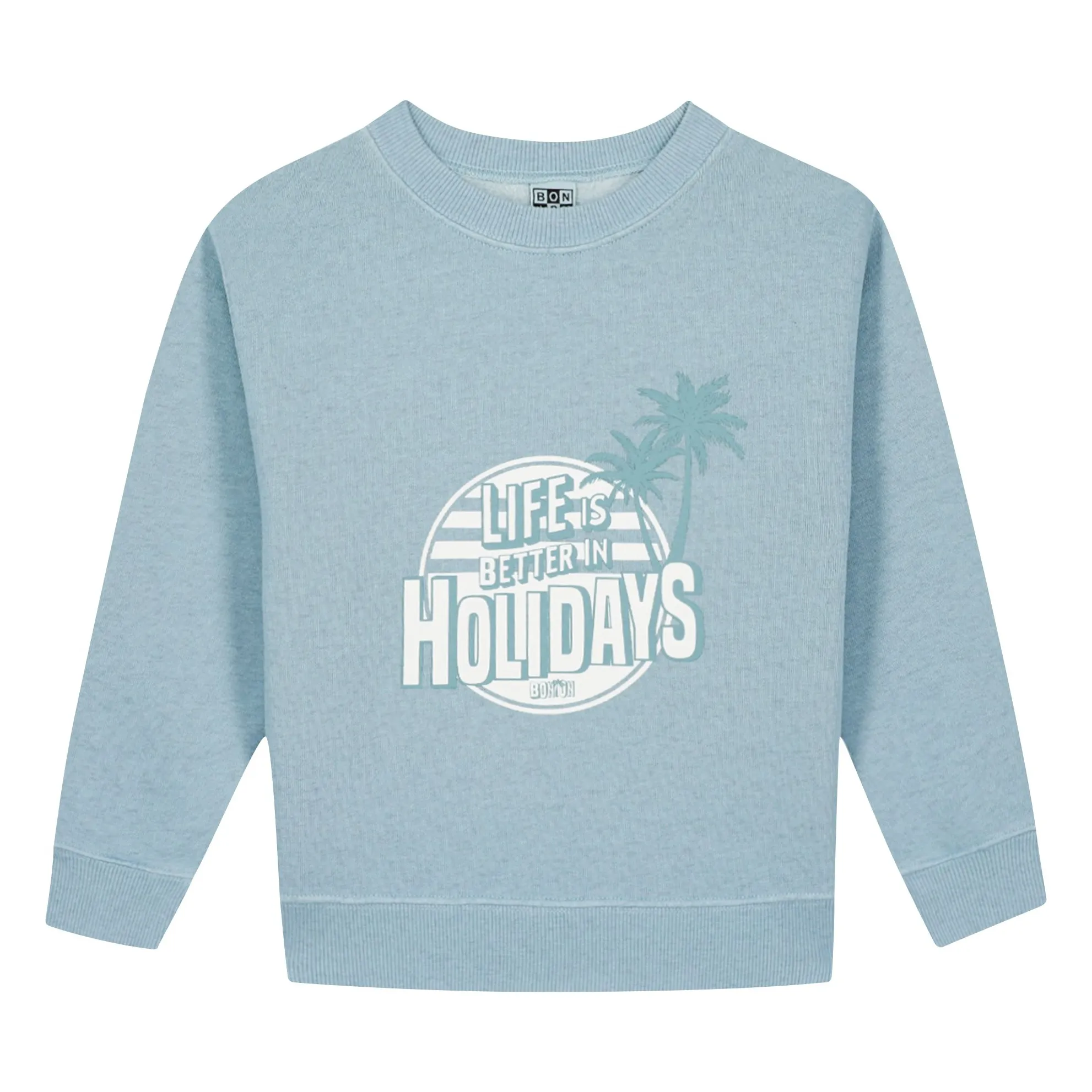 Bonton Light Blue Sweat Smile Holidays