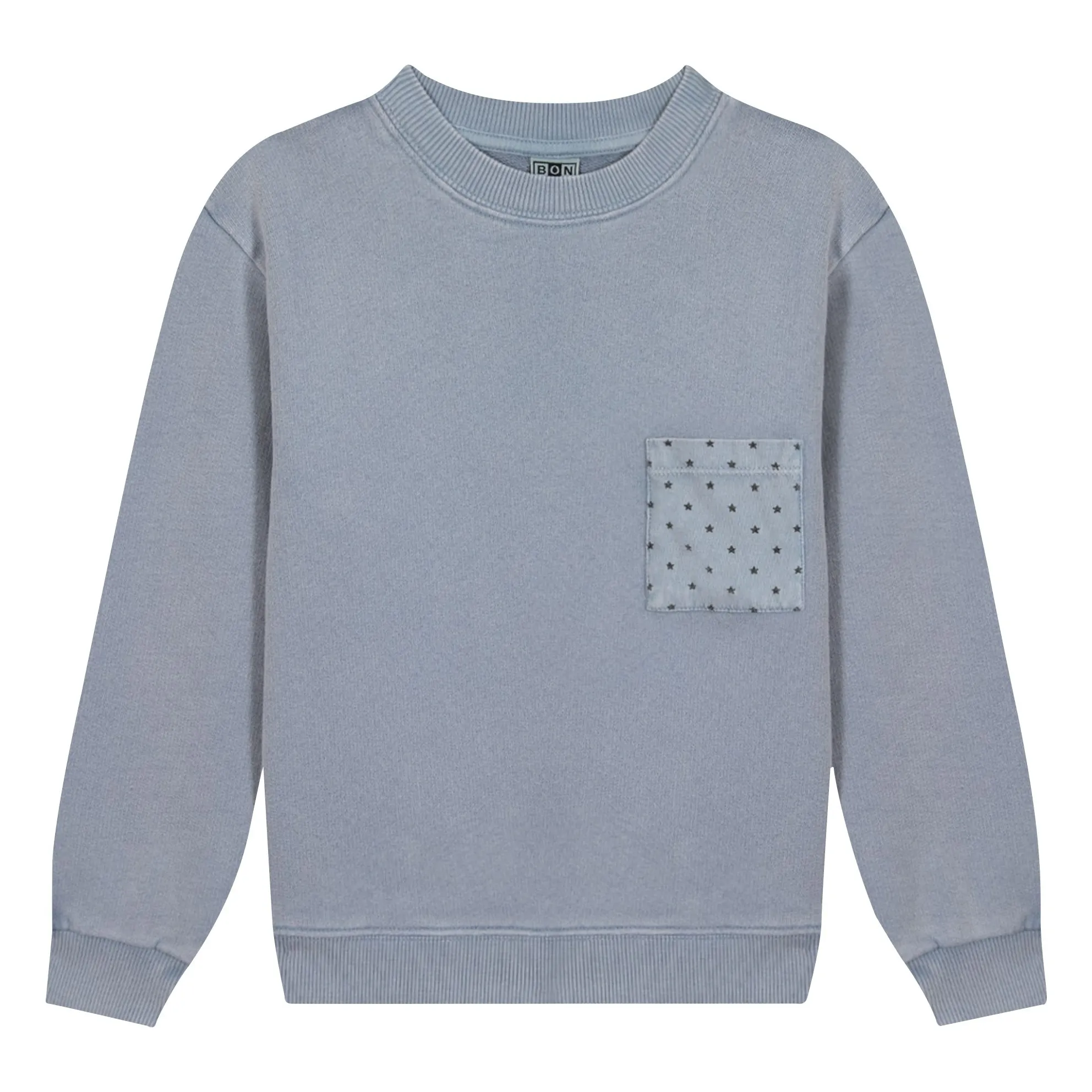 Bonton Grey Blue Narciss Star Pocket Sweatshirt