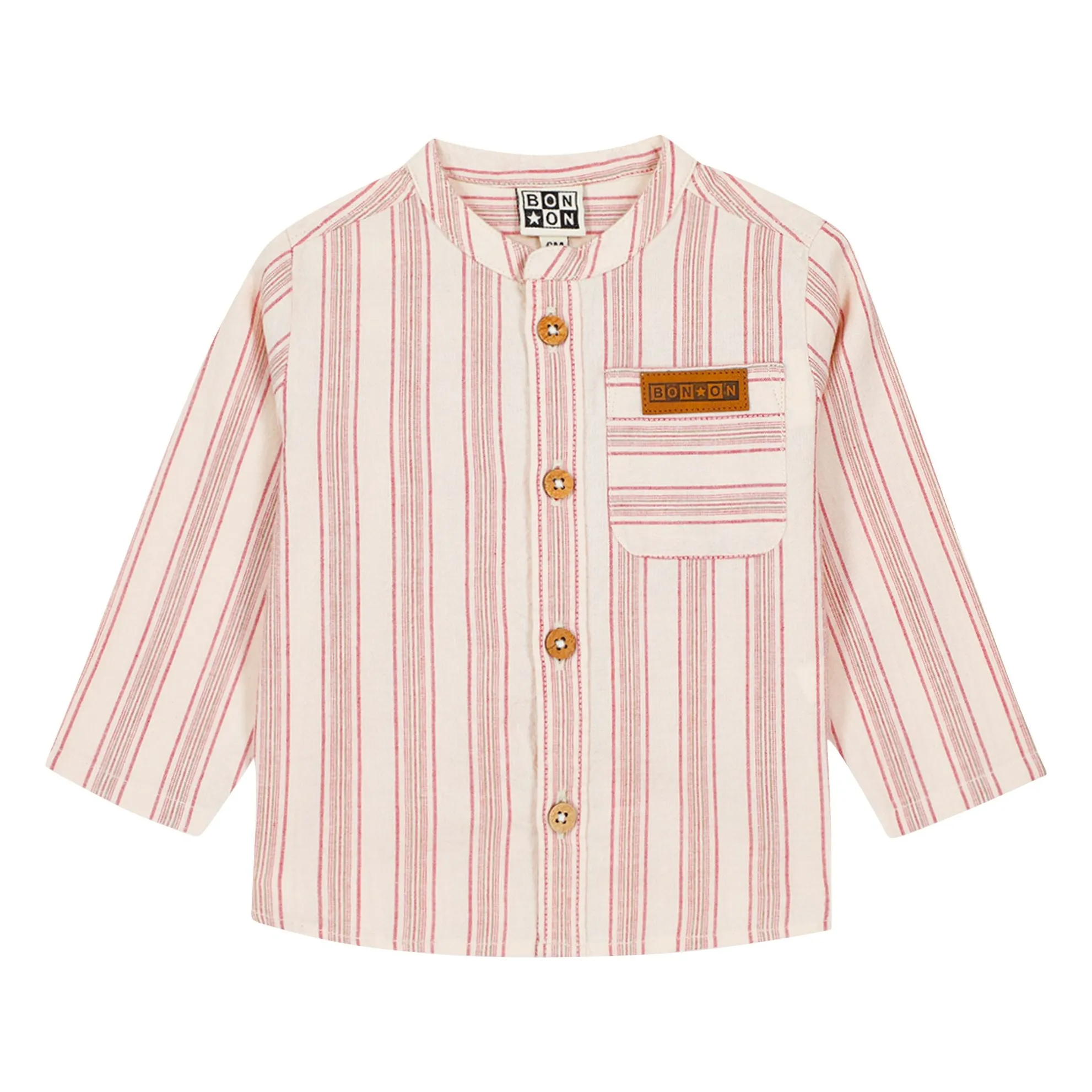 Bonton Men's Cream Never Striped Baby Shirt