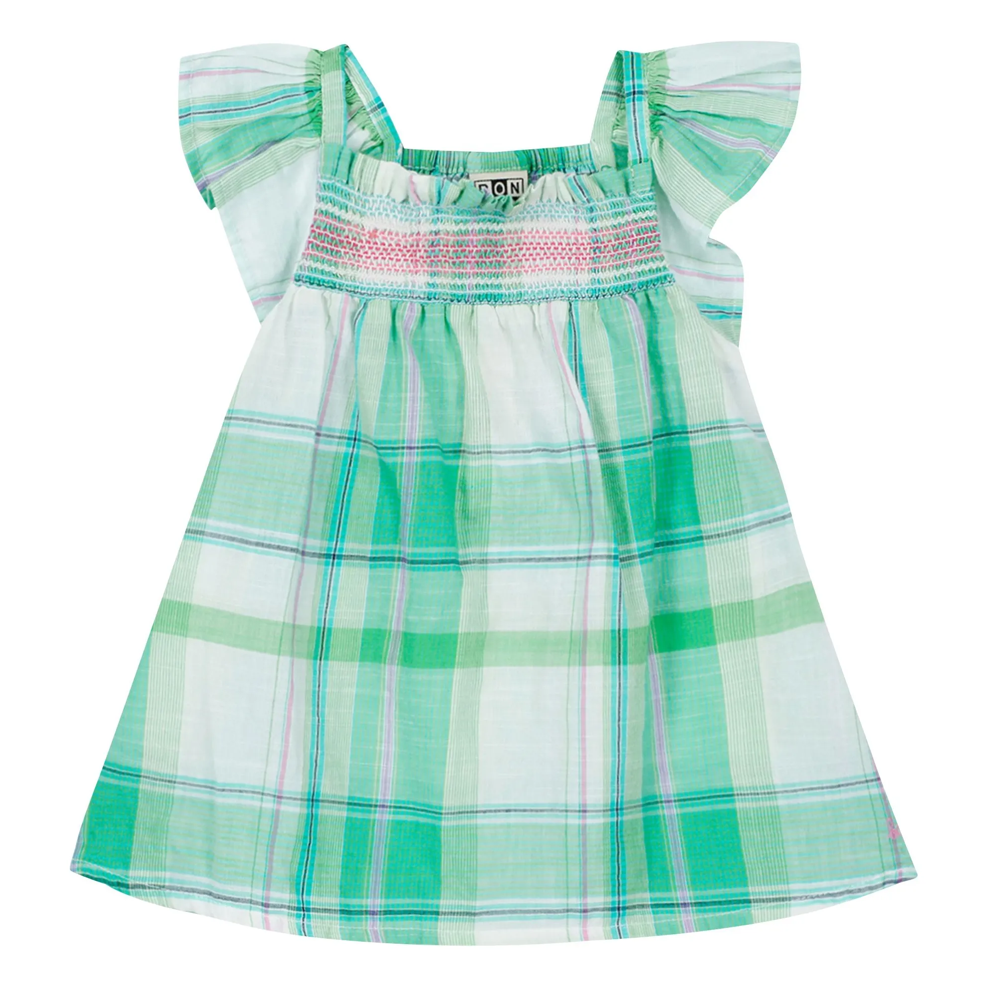 Bonton Green Louise Carreaux Smocked Dress