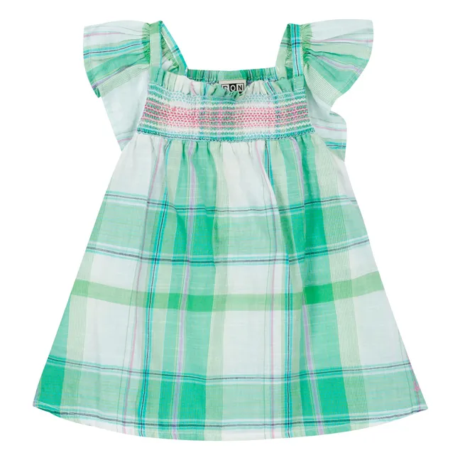 Robe Smockée Louise Carreaux | Vert