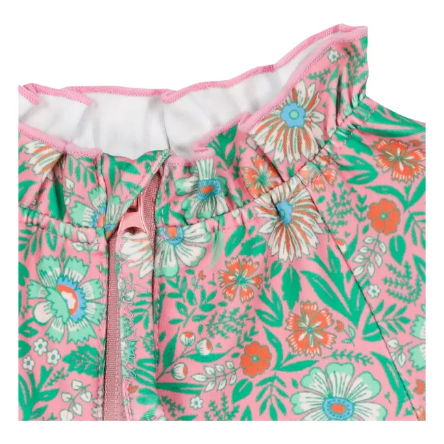 Maillot de Bain Manches Longues Col Volants Fleurs | 	Lilas