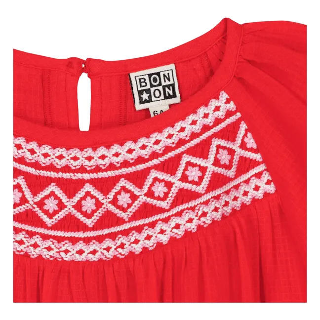 Robe Smockée Nala | Rouge vermillon