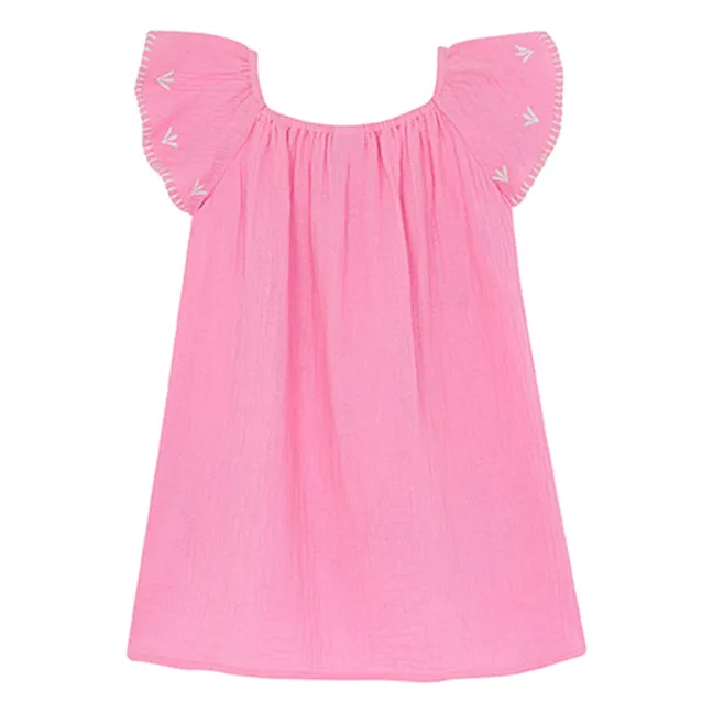 Robe Brodée Rêve | Rose bonbon