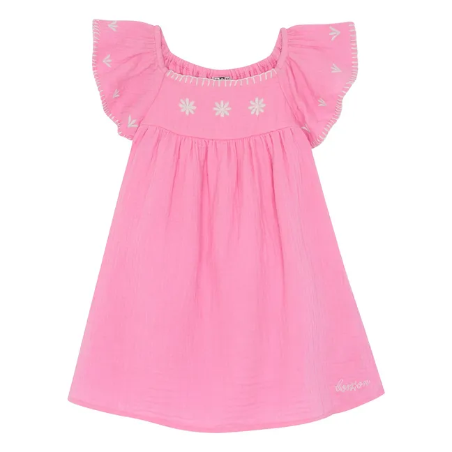 Robe Brodée Rêve | Rose bonbon